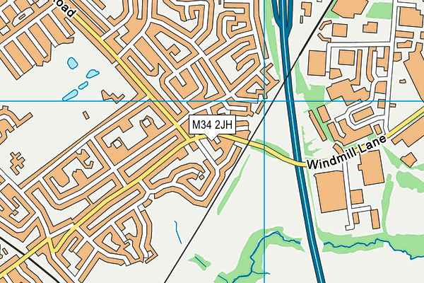 M34 2JH map - OS VectorMap District (Ordnance Survey)