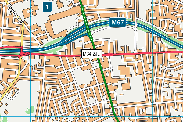 M34 2JL map - OS VectorMap District (Ordnance Survey)