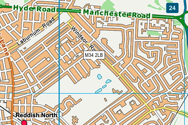 M34 2LB map - OS VectorMap District (Ordnance Survey)