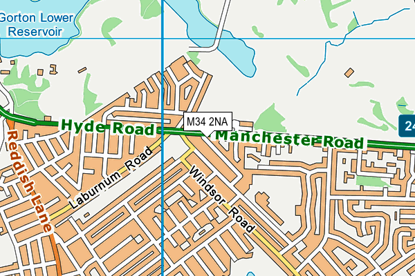 M34 2NA map - OS VectorMap District (Ordnance Survey)