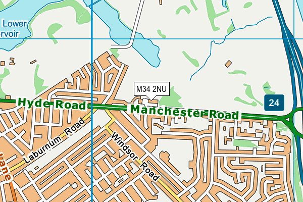 M34 2NU map - OS VectorMap District (Ordnance Survey)