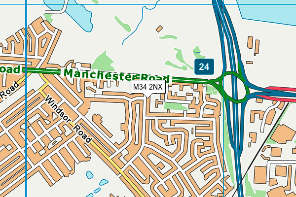 M34 2NX map - OS VectorMap District (Ordnance Survey)