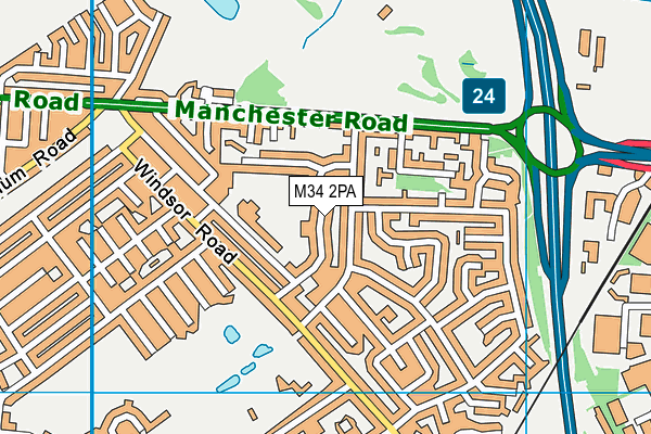 M34 2PA map - OS VectorMap District (Ordnance Survey)