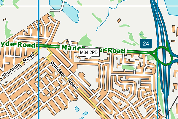 M34 2PD map - OS VectorMap District (Ordnance Survey)