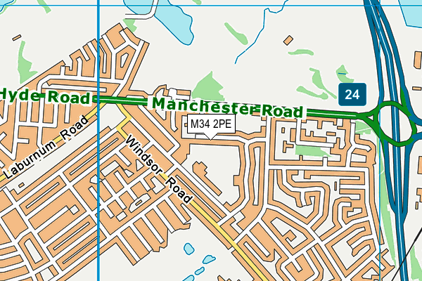 M34 2PE map - OS VectorMap District (Ordnance Survey)