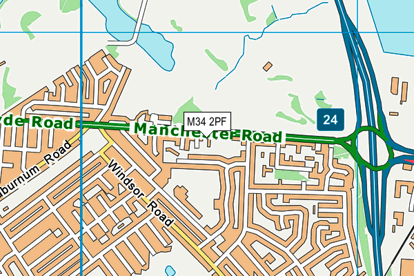 M34 2PF map - OS VectorMap District (Ordnance Survey)
