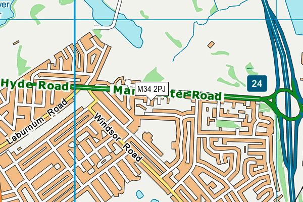 M34 2PJ map - OS VectorMap District (Ordnance Survey)