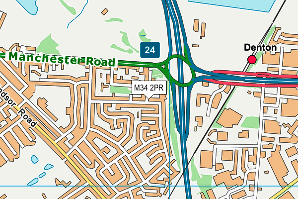 M34 2PR map - OS VectorMap District (Ordnance Survey)