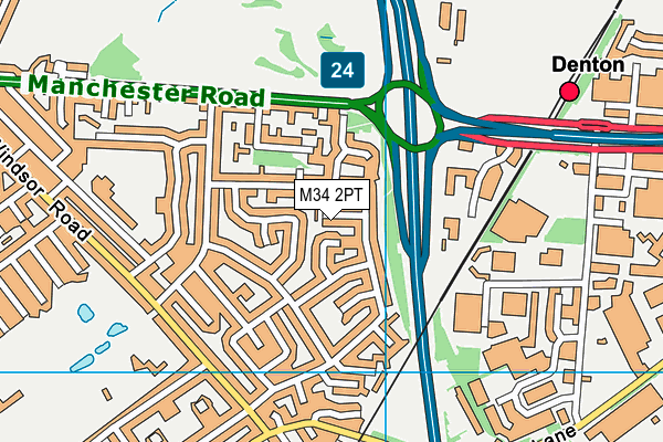 M34 2PT map - OS VectorMap District (Ordnance Survey)