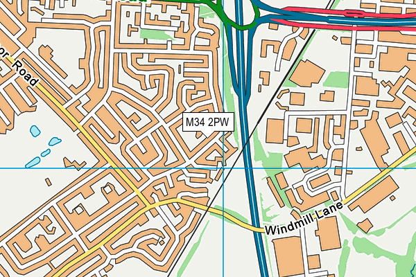M34 2PW map - OS VectorMap District (Ordnance Survey)