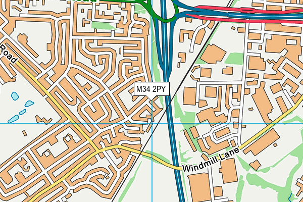 M34 2PY map - OS VectorMap District (Ordnance Survey)