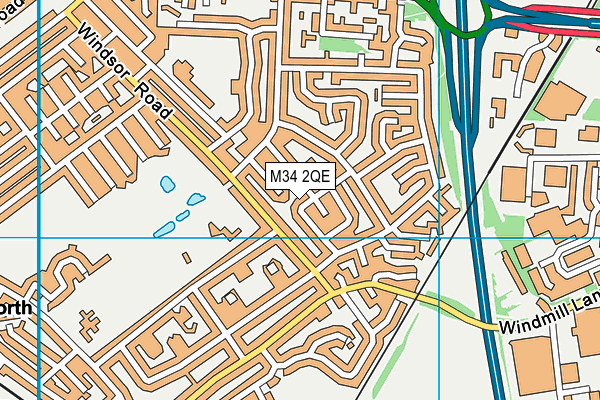 M34 2QE map - OS VectorMap District (Ordnance Survey)