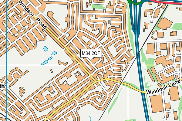 M34 2QF map - OS VectorMap District (Ordnance Survey)