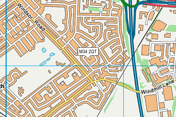 M34 2QT map - OS VectorMap District (Ordnance Survey)