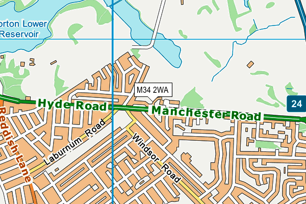 M34 2WA map - OS VectorMap District (Ordnance Survey)
