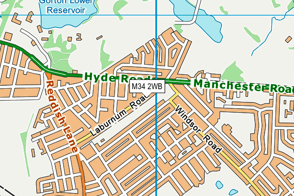 M34 2WB map - OS VectorMap District (Ordnance Survey)