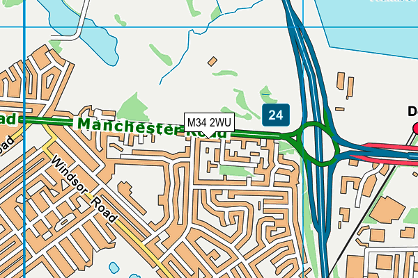 M34 2WU map - OS VectorMap District (Ordnance Survey)