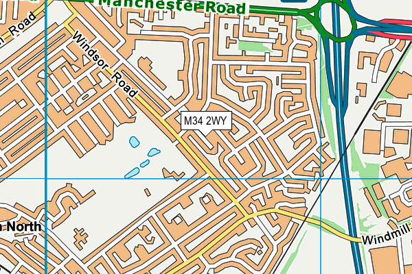 M34 2WY map - OS VectorMap District (Ordnance Survey)