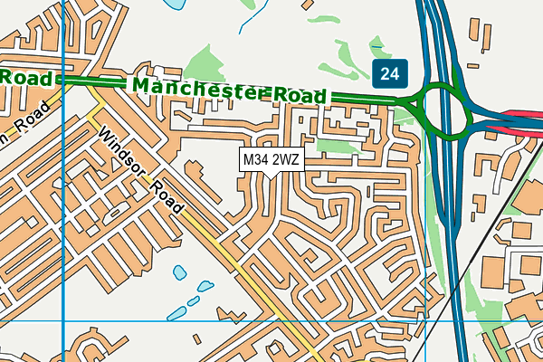 M34 2WZ map - OS VectorMap District (Ordnance Survey)