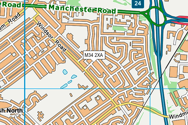 M34 2XA map - OS VectorMap District (Ordnance Survey)