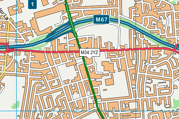 M34 2YZ map - OS VectorMap District (Ordnance Survey)