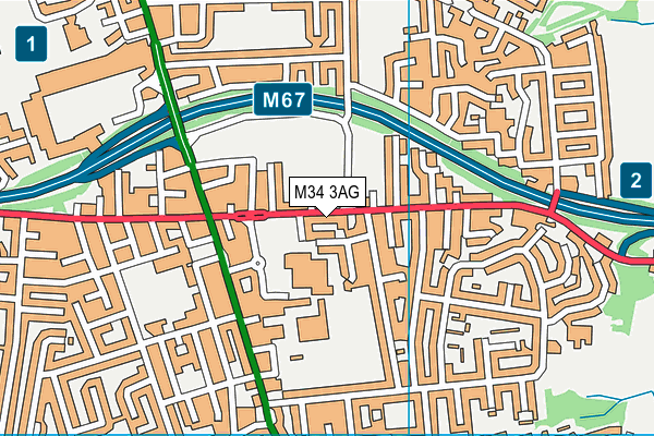 M34 3AG map - OS VectorMap District (Ordnance Survey)
