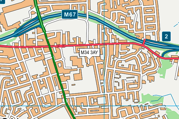 M34 3AY map - OS VectorMap District (Ordnance Survey)