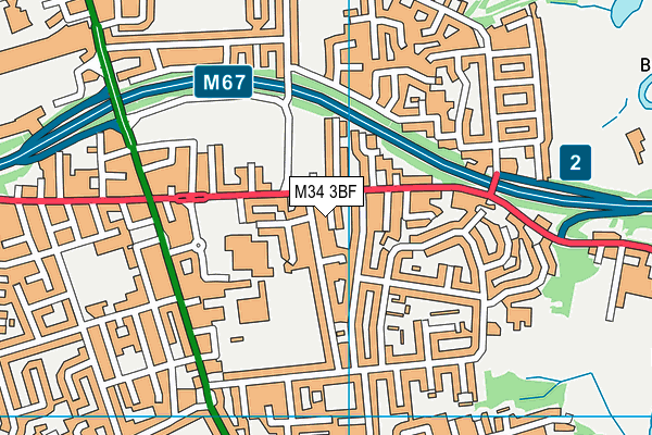 M34 3BF map - OS VectorMap District (Ordnance Survey)