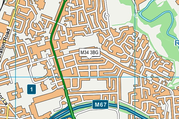 M34 3BG map - OS VectorMap District (Ordnance Survey)