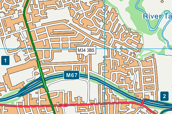 M34 3BS map - OS VectorMap District (Ordnance Survey)