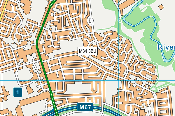 M34 3BU map - OS VectorMap District (Ordnance Survey)