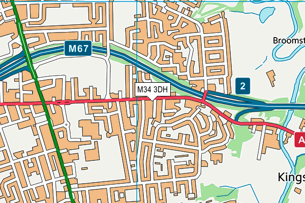 M34 3DH map - OS VectorMap District (Ordnance Survey)