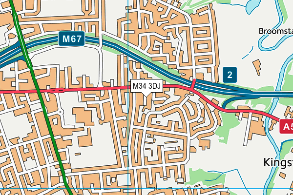 M34 3DJ map - OS VectorMap District (Ordnance Survey)