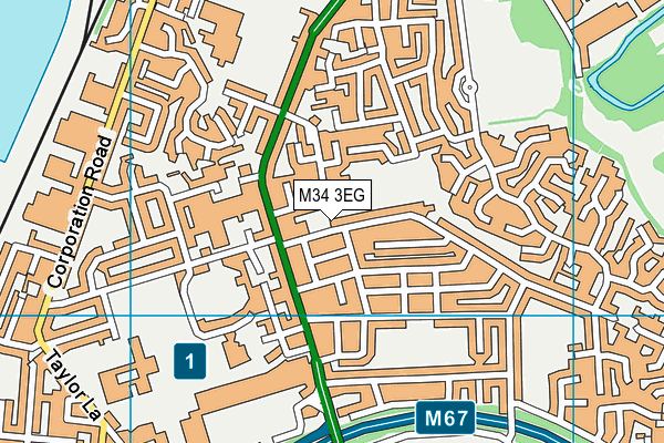 M34 3EG map - OS VectorMap District (Ordnance Survey)