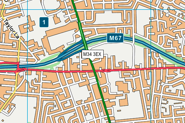 M34 3EX map - OS VectorMap District (Ordnance Survey)