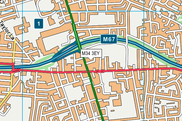 M34 3EY map - OS VectorMap District (Ordnance Survey)