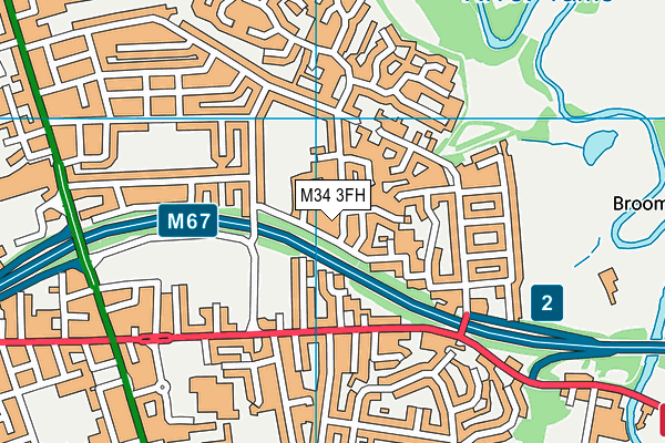 M34 3FH map - OS VectorMap District (Ordnance Survey)