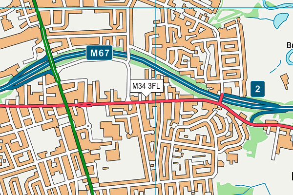 M34 3FL map - OS VectorMap District (Ordnance Survey)