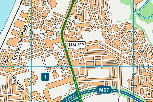 M34 3FP map - OS VectorMap District (Ordnance Survey)