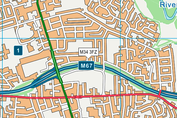 M34 3FZ map - OS VectorMap District (Ordnance Survey)