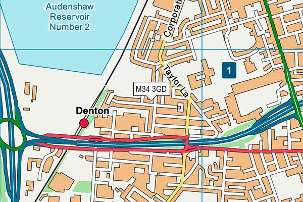 M34 3GD map - OS VectorMap District (Ordnance Survey)