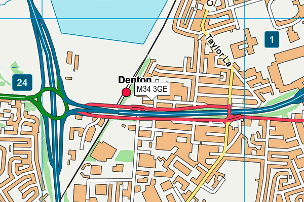 M34 3GE map - OS VectorMap District (Ordnance Survey)