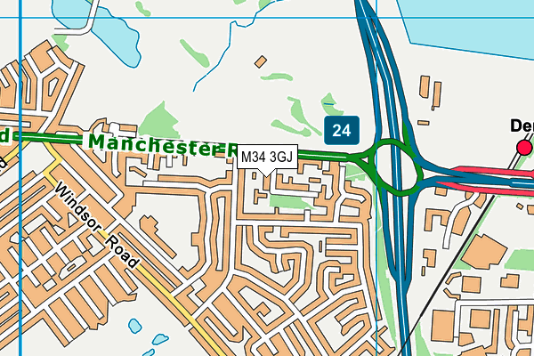 M34 3GJ map - OS VectorMap District (Ordnance Survey)