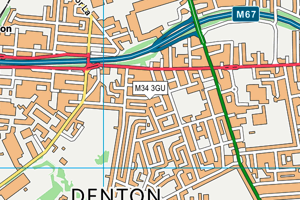 Active Denton (Closed) map (M34 3GU) - OS VectorMap District (Ordnance Survey)