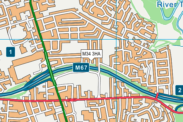 M34 3HA map - OS VectorMap District (Ordnance Survey)