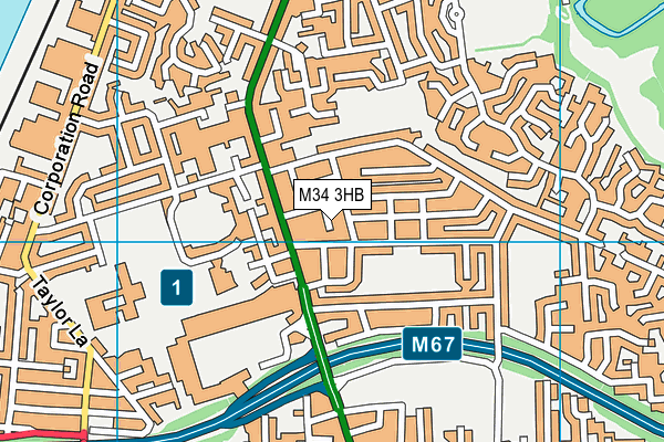 M34 3HB map - OS VectorMap District (Ordnance Survey)