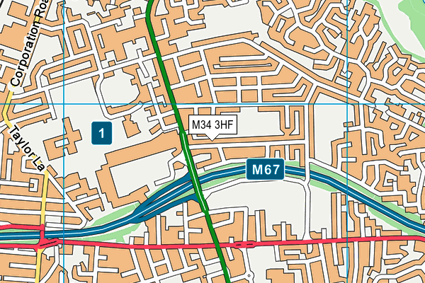 M34 3HF map - OS VectorMap District (Ordnance Survey)