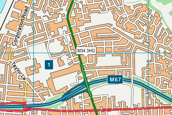 M34 3HG map - OS VectorMap District (Ordnance Survey)