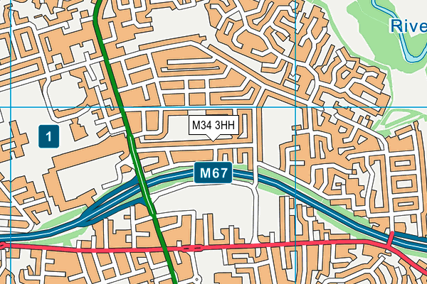 M34 3HH map - OS VectorMap District (Ordnance Survey)