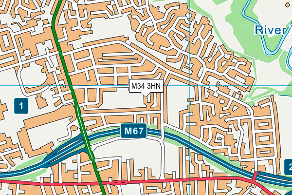 M34 3HN map - OS VectorMap District (Ordnance Survey)